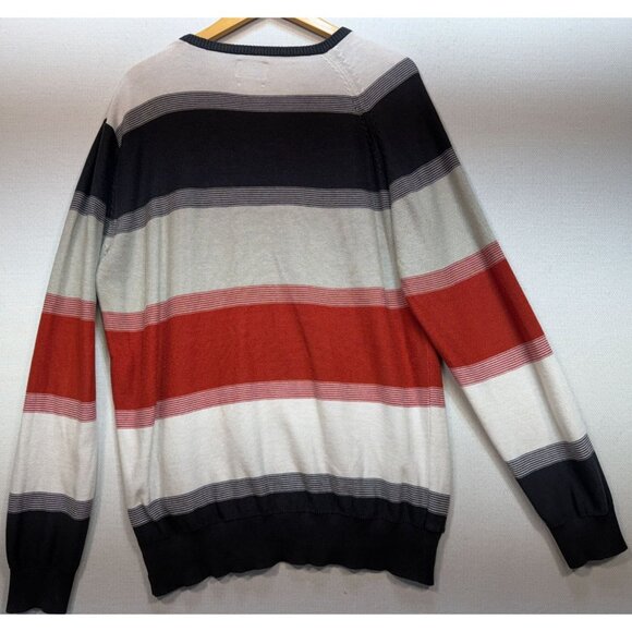 Volcom Mens Corpo Class V Neck Pullover Sweater Long Sleeve Size XL Multi Stripe - Picture 2 of 10